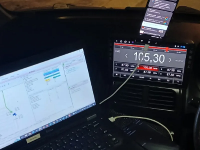 RF drive-test equipment in a vehicle